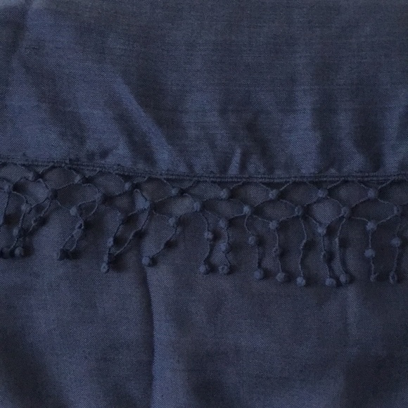 La Fiorentina Navy Blue Silk & Wool Fringe Scarf - Picture 3 of 4